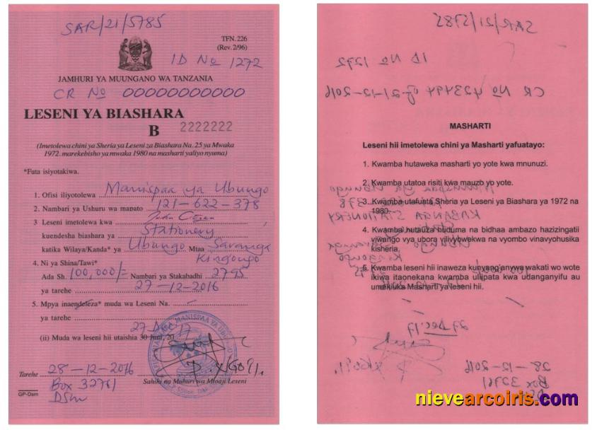 TANZANIA business license )